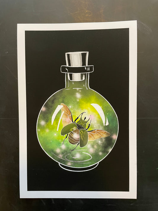 Green Bottle Print